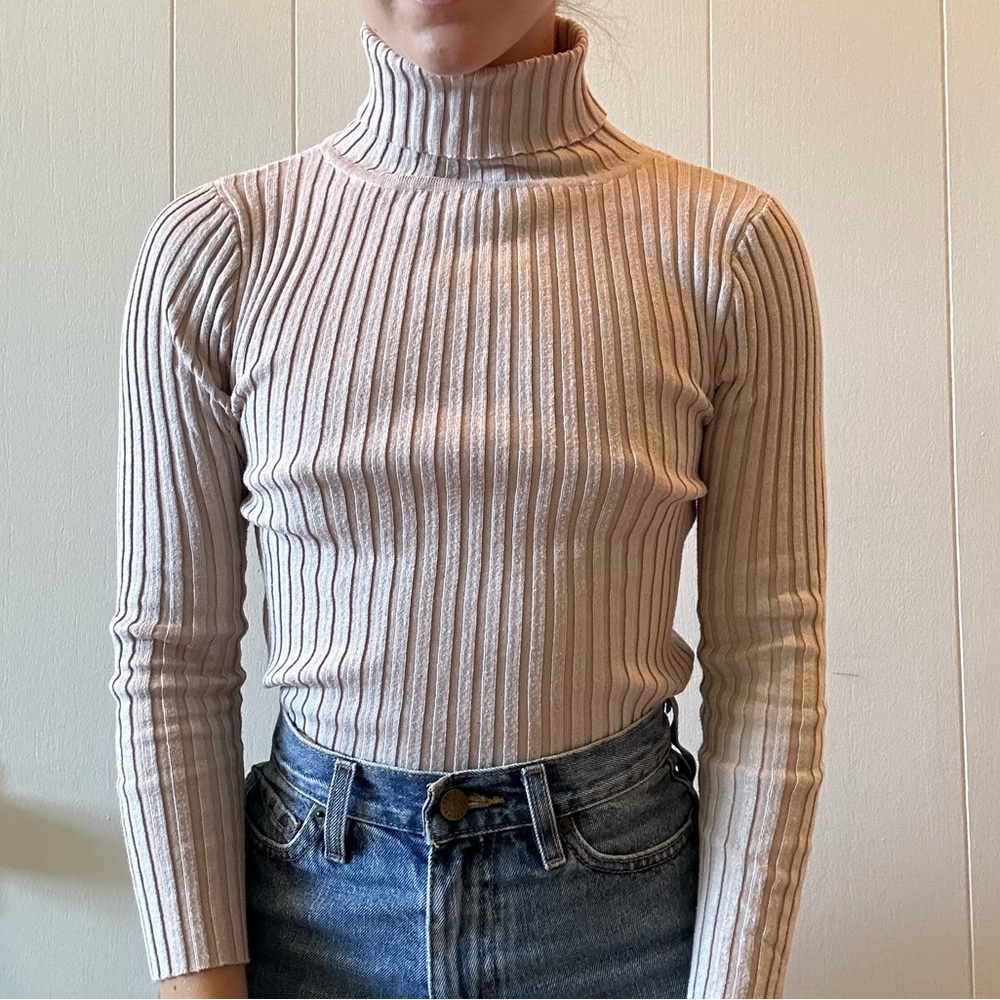 Tan Ribbed Pacsun Turtleneck